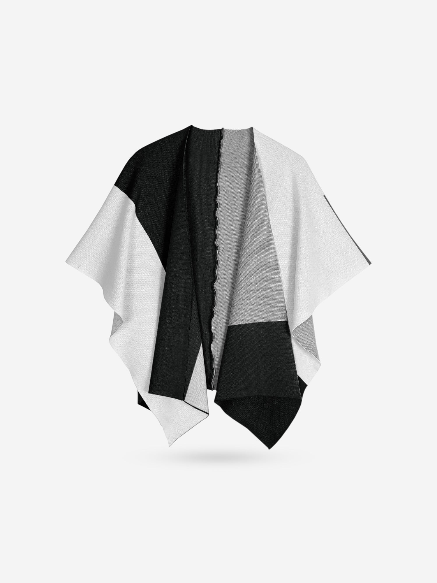 The Geo-Block Poncho Knit Set (Black & White)