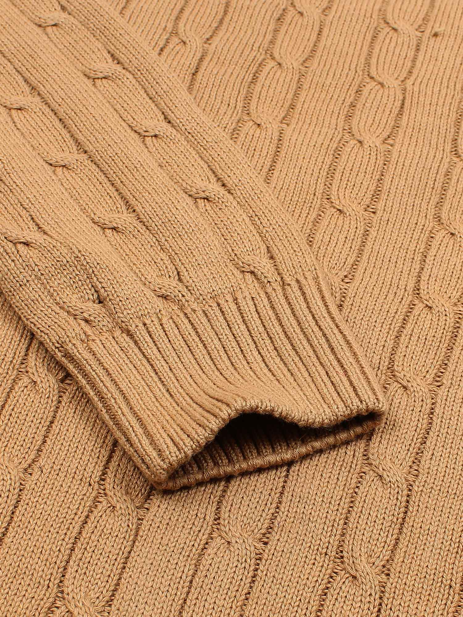RL Cable-Knit Cotton Sweater (Camel)