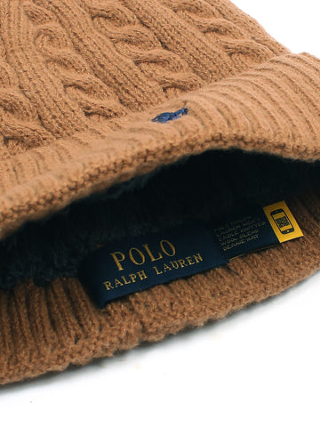 brandahub caps free size Rl Cable Knit Beanie (Camel Brown)