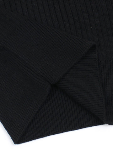 Brandahub sweaters RL Rib Knit Half Zipper Cotton Sweater (black)