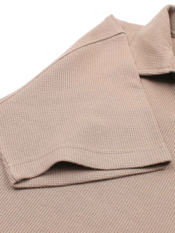 Brandahub polo shirts Premium Zr Waffle knit johnny collar polo-(khaki)