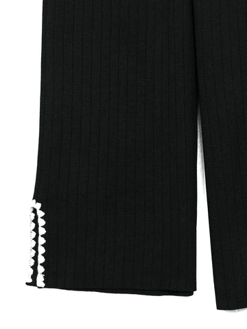 The Riviera Scallop-Trim Knit Set (black)