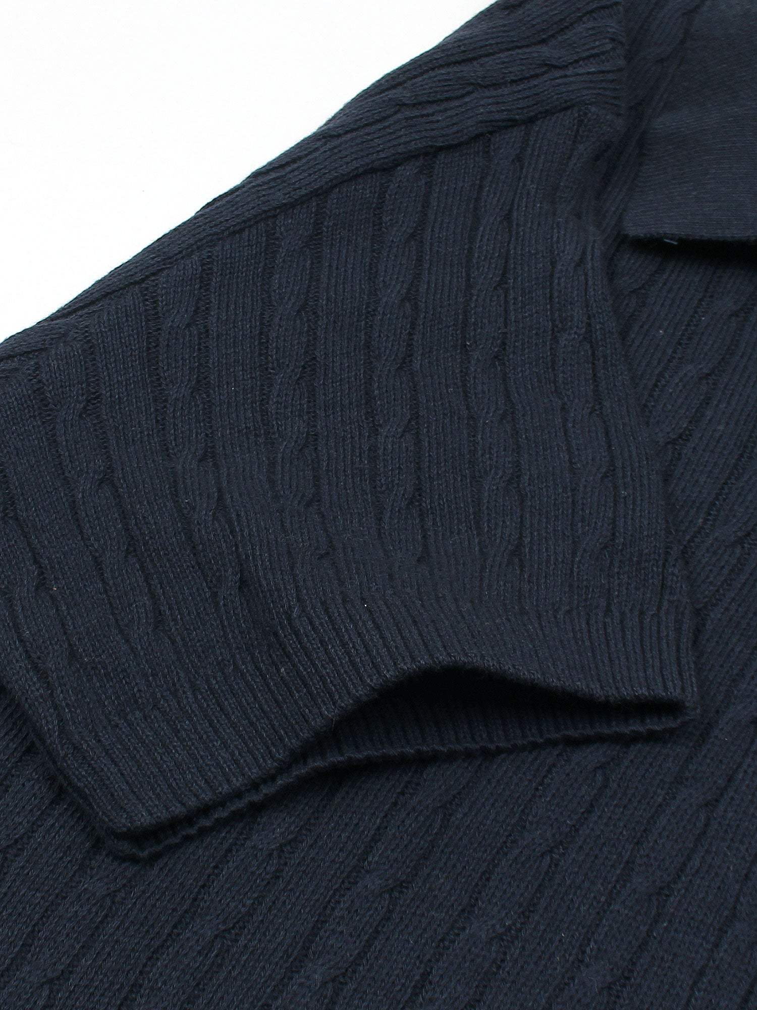 RL cable knit polo-navy blue