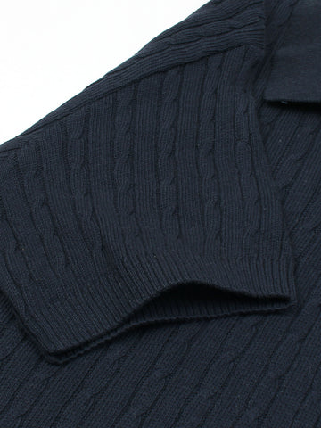 RL cable knit polo-navy blue