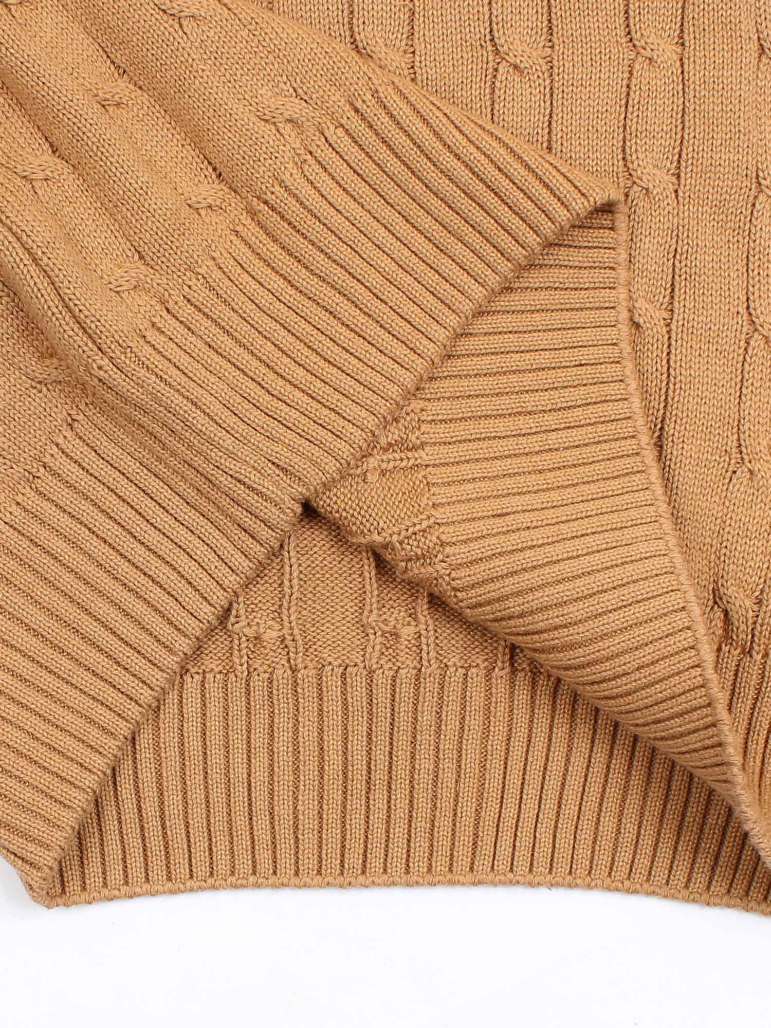 RL Cable-Knit Cotton Sweater (Camel)