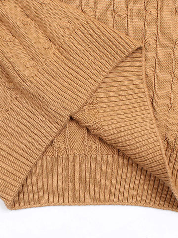 RL Cable-Knit Cotton Sweater (Camel)