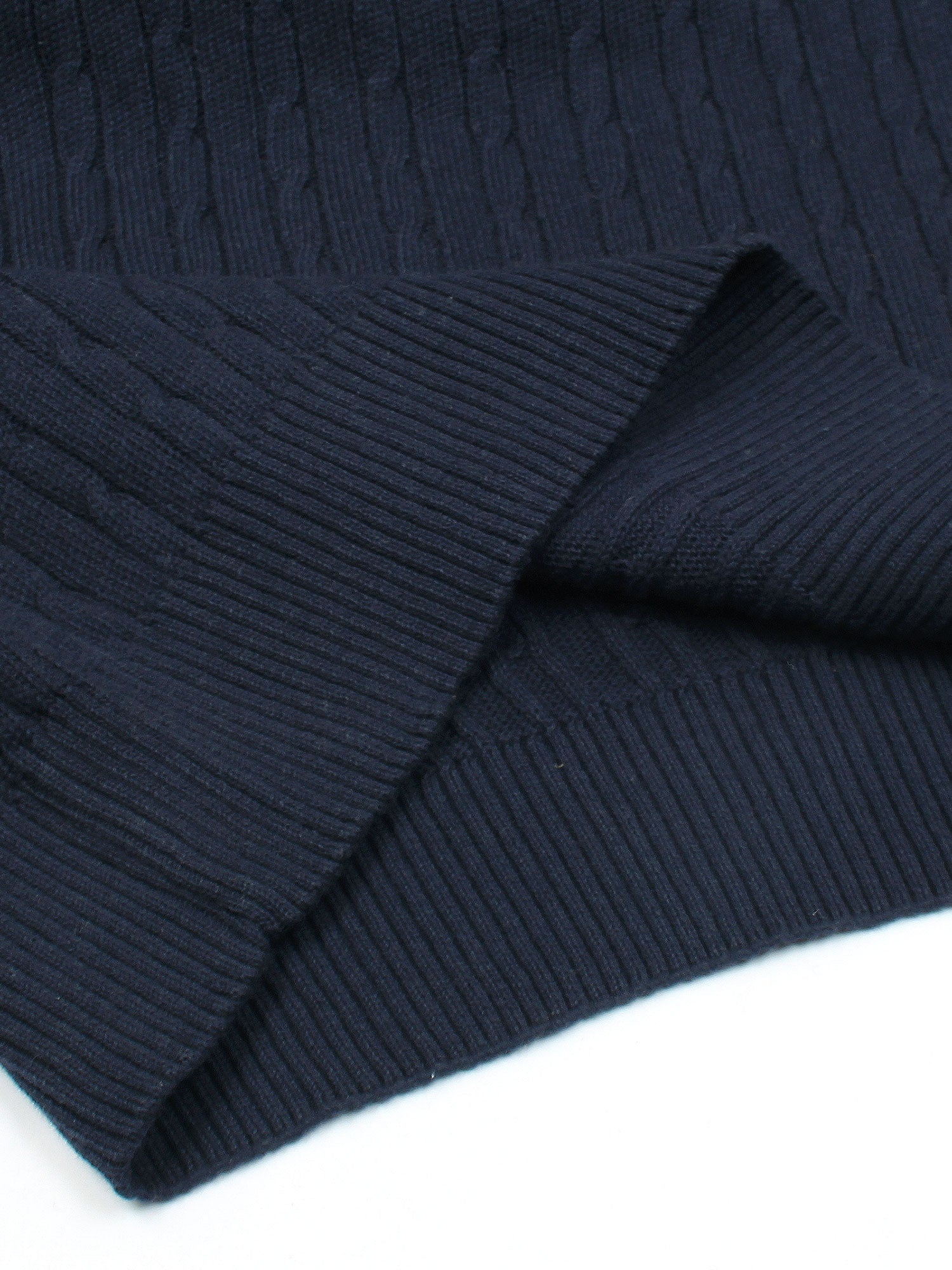 RL cable knit polo-navy blue