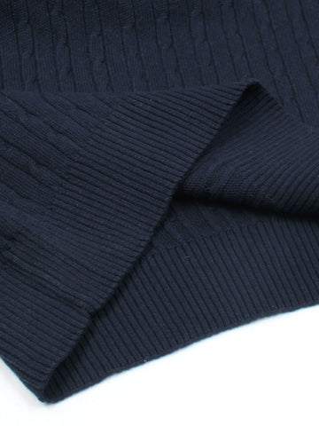 RL cable knit polo-navy blue
