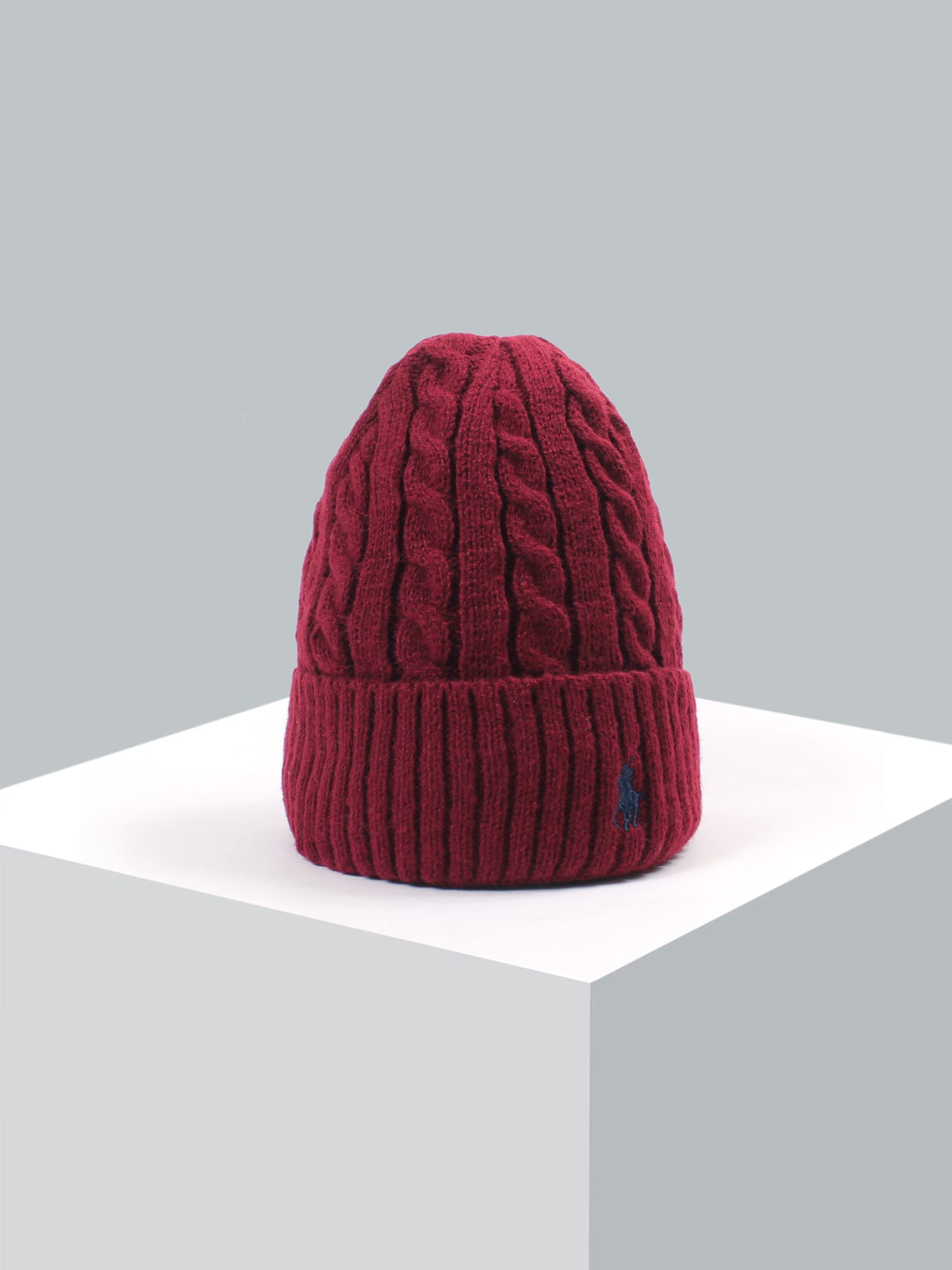 brandahub caps free size Rl Cable Knit Beanie (Maroon)