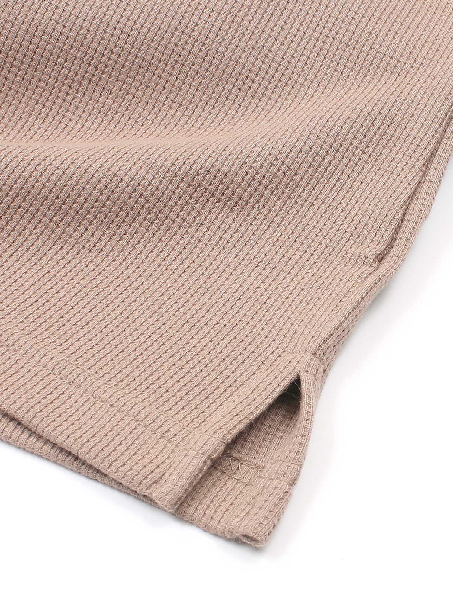Brandahub polo shirts Premium Zr Waffle knit johnny collar polo-(khaki)