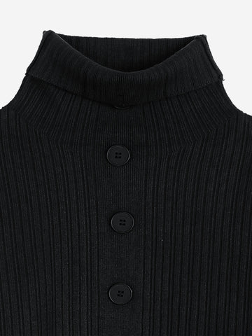 The Kensington Funnel-Neck Ribbed Set (black)