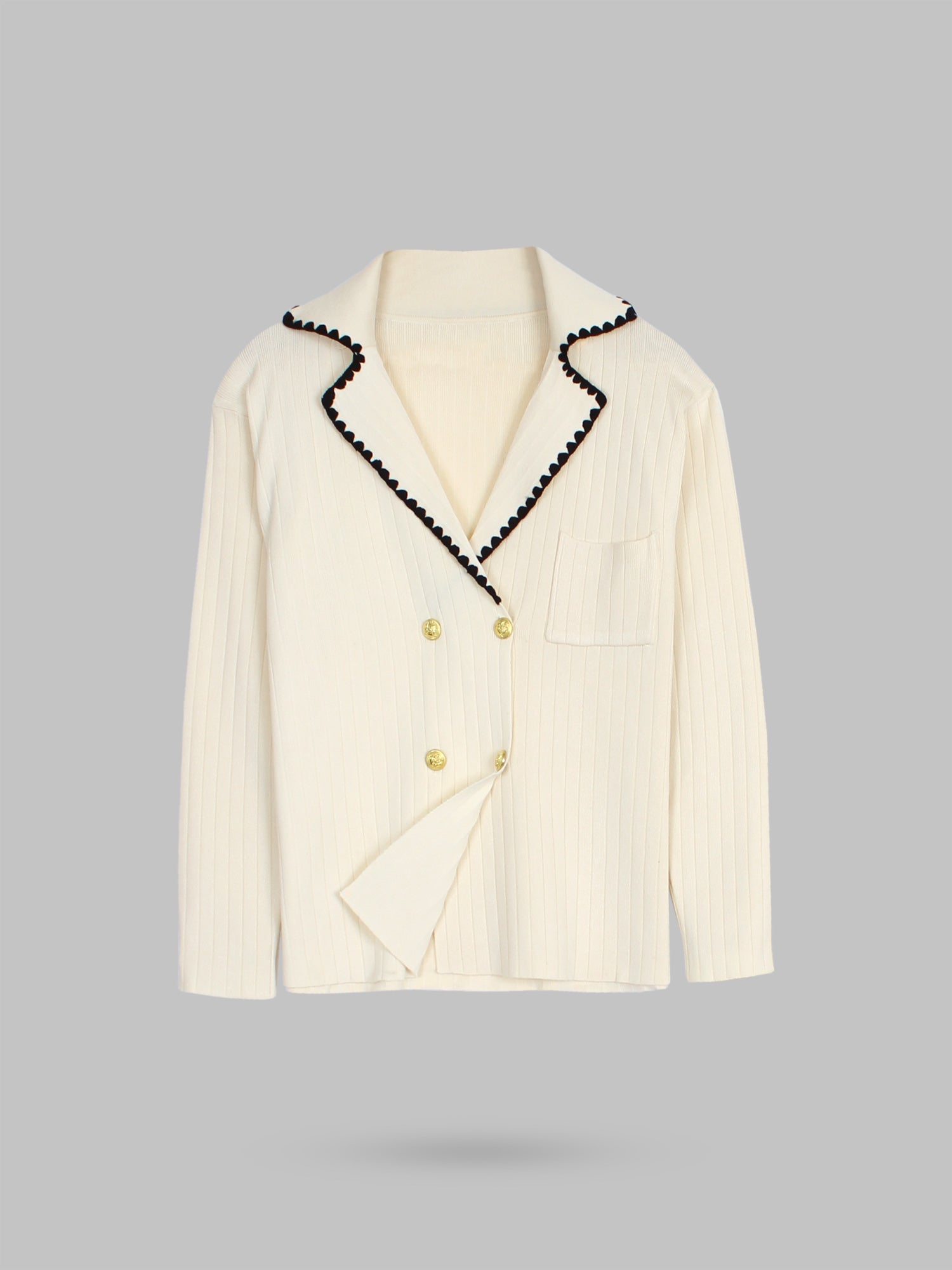 The Riviera Scallop-Trim Knit Set (cream)