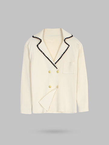 The Riviera Scallop-Trim Knit Set (cream)