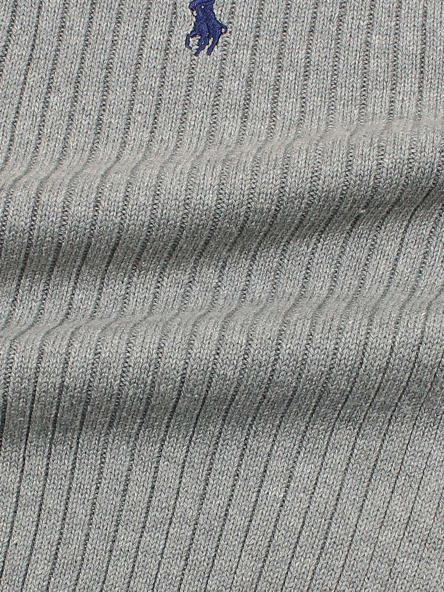 RL Rib Knit Half Zipper Cotton Sweater (heather grey)