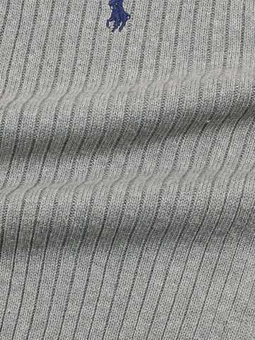 RL Rib Knit Half Zipper Cotton Sweater (heather grey)