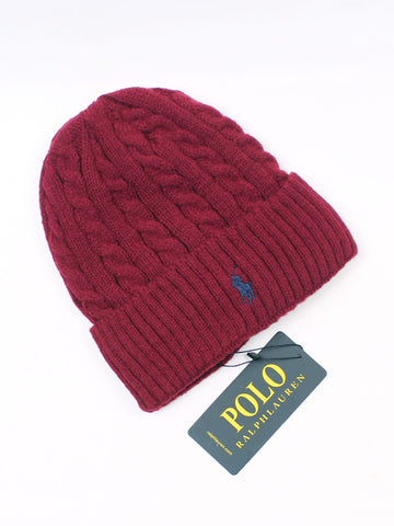 brandahub caps free size Rl Cable Knit Beanie (Maroon)