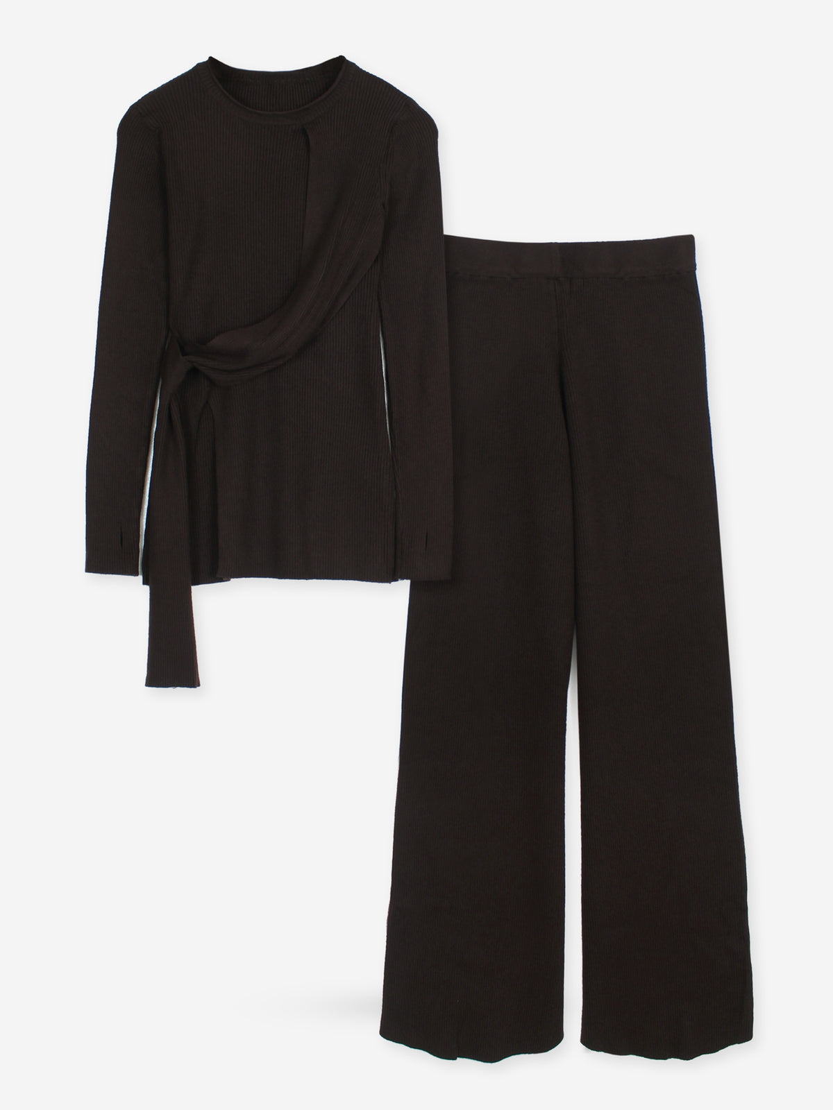 The Aura Asymmetrical Tie-Knit Set (black)