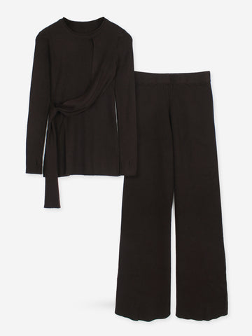 The Aura Asymmetrical Tie-Knit Set (black)
