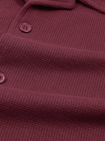 Brandahub polo shirts Premium Zr Waffle knit Resort collar shirt-(maroon)