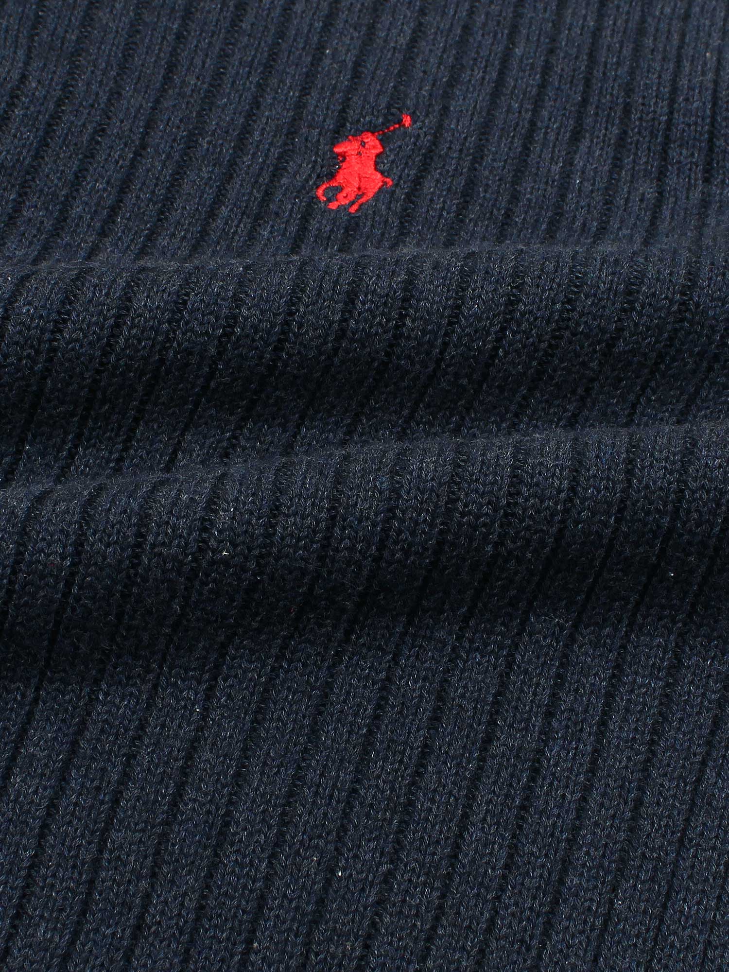 RL Rib Knit Half Zipper Cotton Sweater (Navy blue)