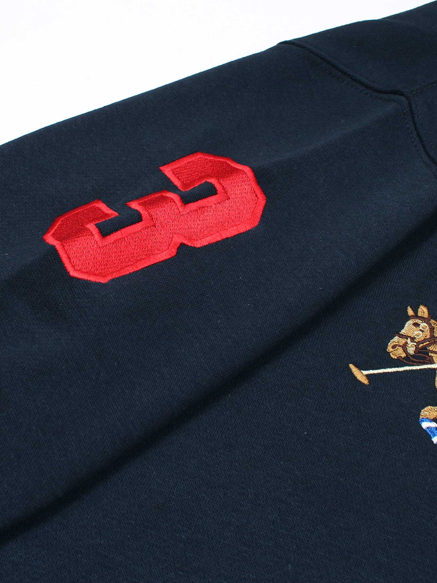 premium Rl triple pony Fleece hoodie (Navy blue)