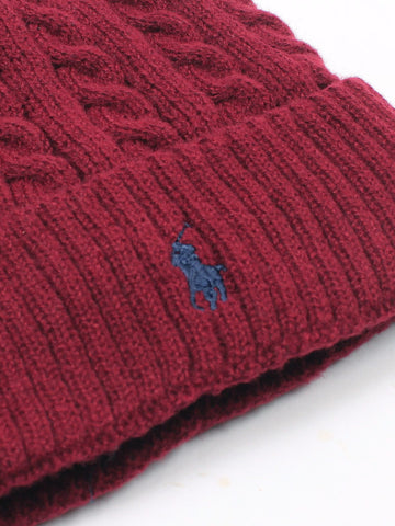 brandahub caps free size Rl Cable Knit Beanie (Maroon)