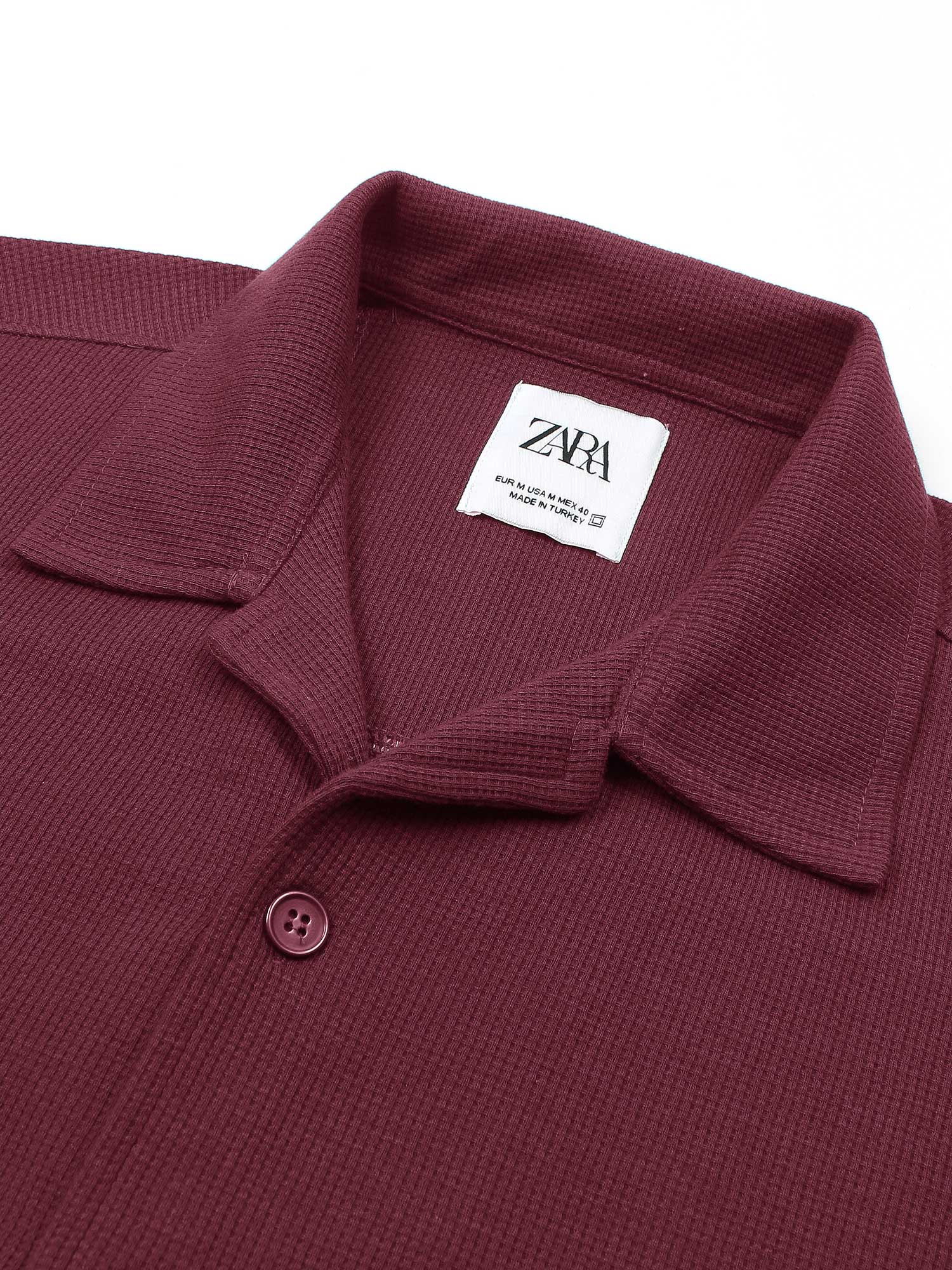 Brandahub polo shirts Premium Zr Waffle knit Resort collar shirt-(maroon)