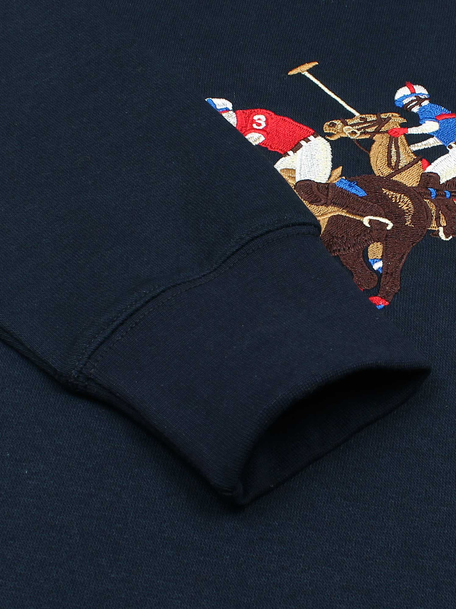 premium Rl triple pony Fleece hoodie (Navy blue)