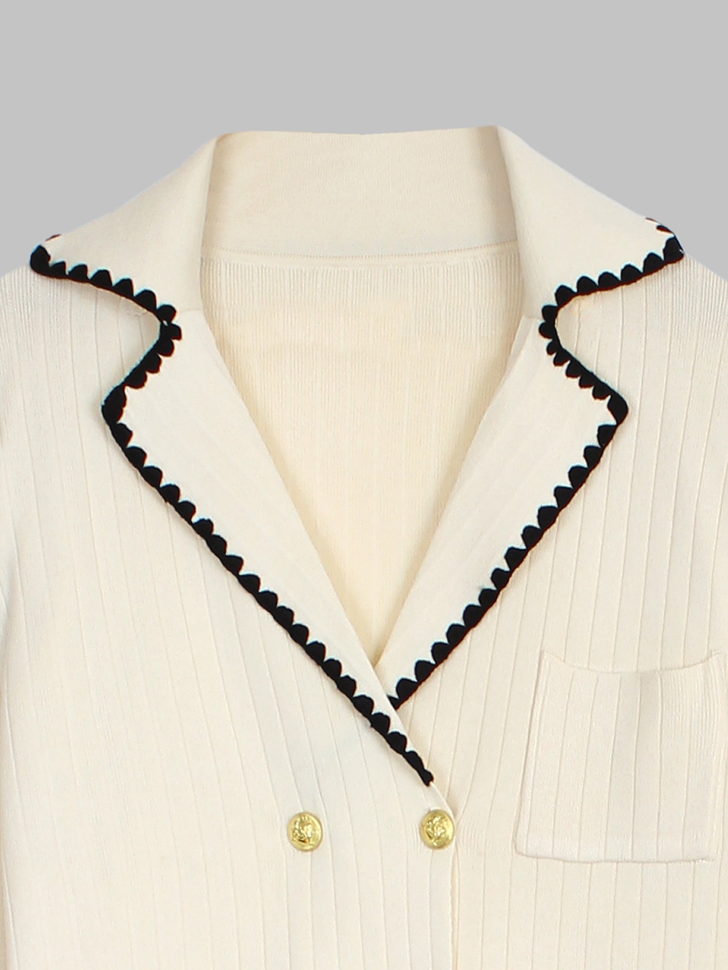 The Riviera Scallop-Trim Knit Set (cream)