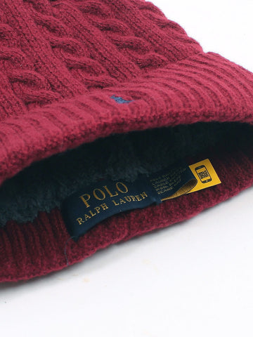 brandahub caps free size Rl Cable Knit Beanie (Maroon)