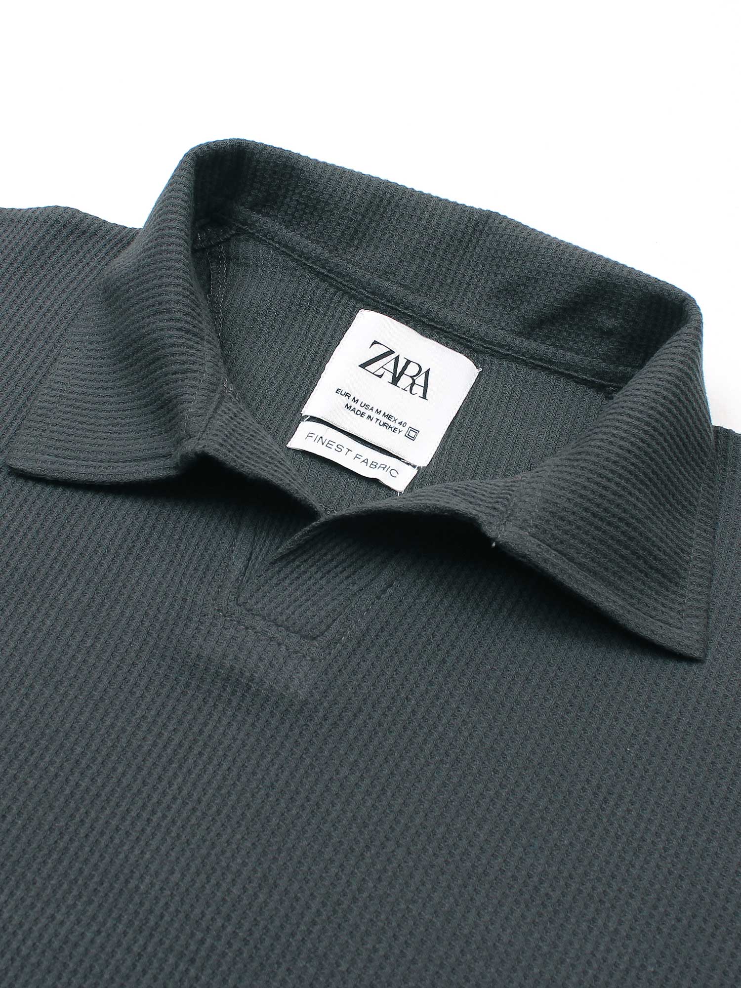 Brandahub polo shirts Premium Zr Waffle knit johnny collar polo-(grey)