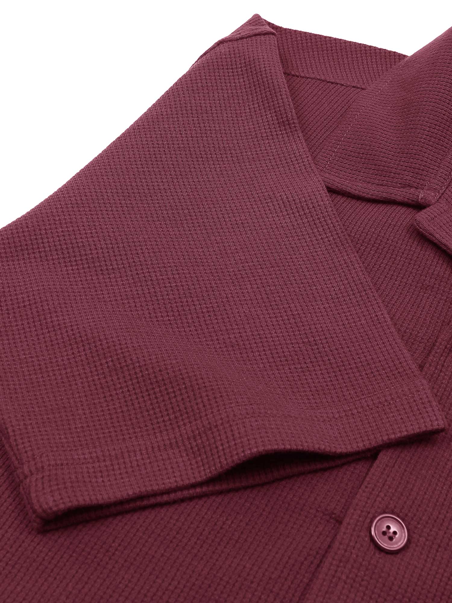 Brandahub polo shirts Premium Zr Waffle knit Resort collar shirt-(maroon)