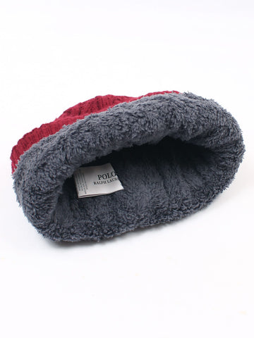 brandahub caps free size Rl Cable Knit Beanie (Maroon)