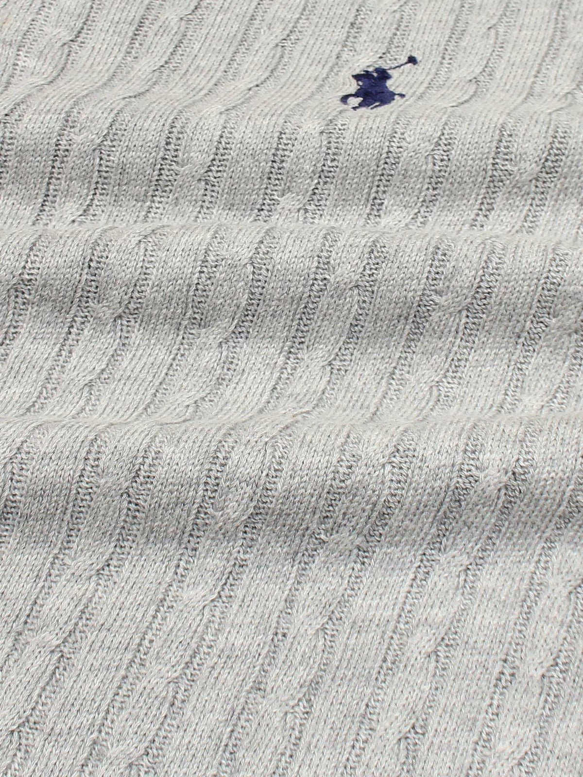 RL cable knit polo-heather grey
