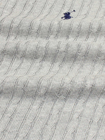 RL cable knit polo-heather grey