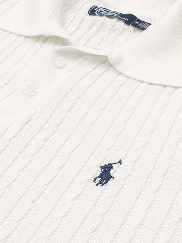 Brandahub polo shirts RL cable knit polo-white