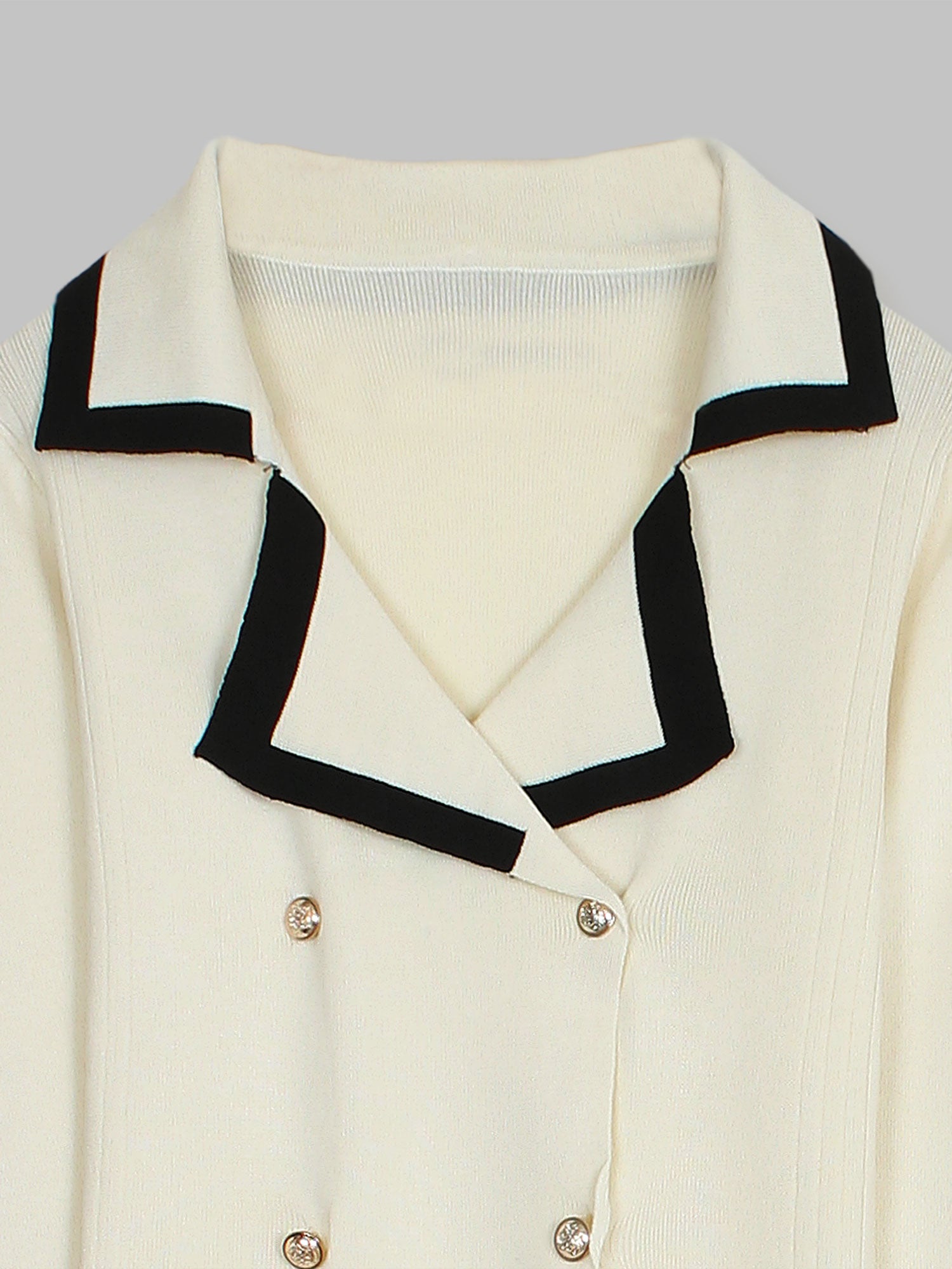 The Commodore Tipped Knit Blazer Set (cream)