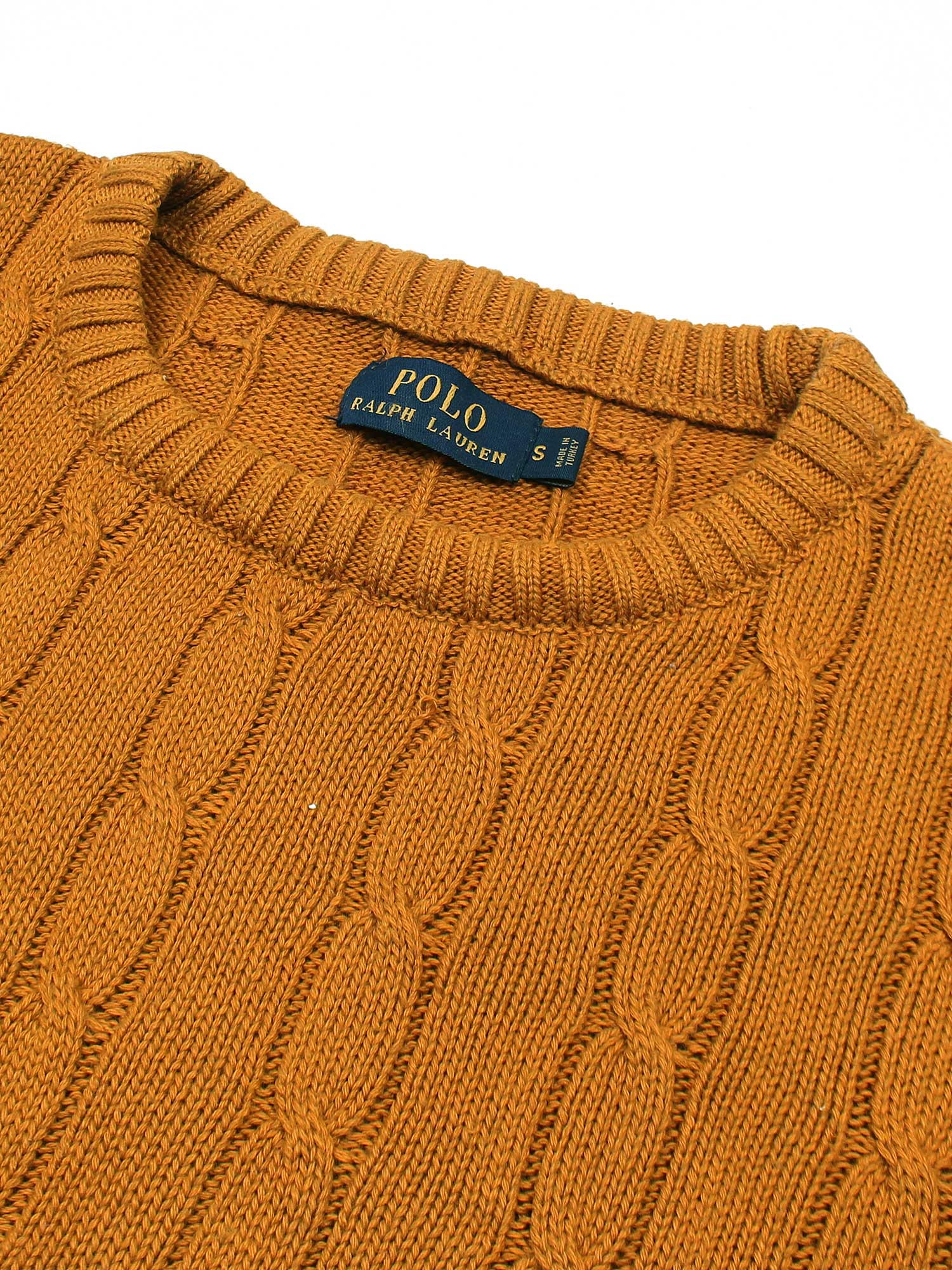 RL Cable-Knit Cotton Sweater (camel brown)