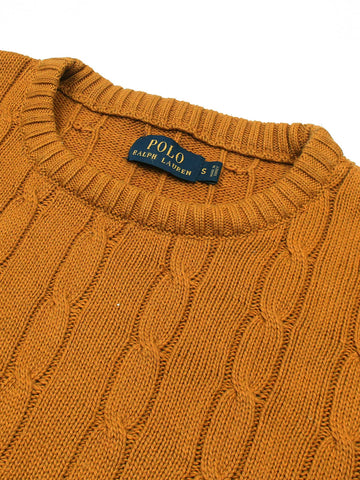RL Cable-Knit Cotton Sweater (camel brown)