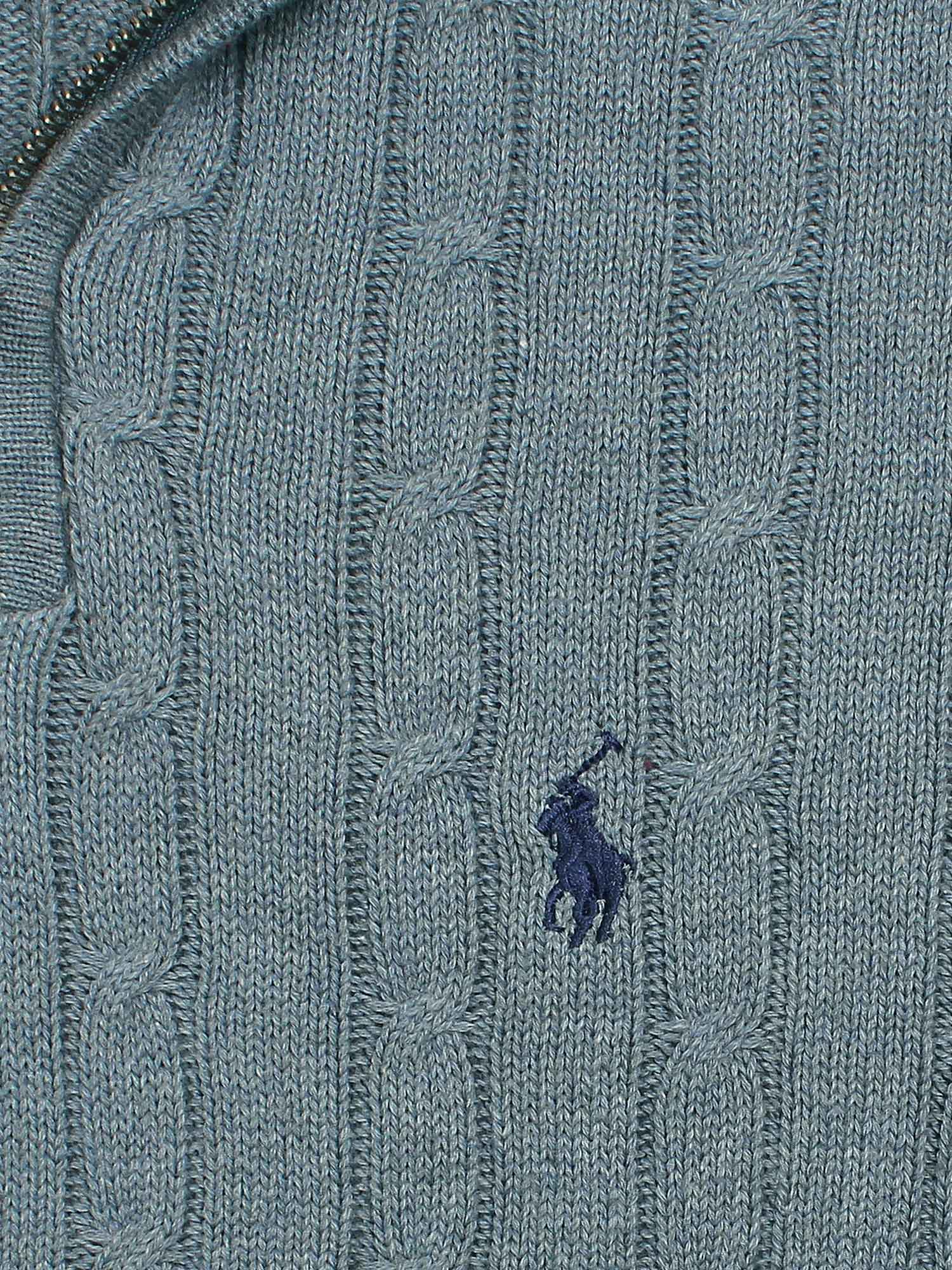 Brandahub sweaters RL Cable-Knit Half Zipper Cotton Sweater (Sky blue)
