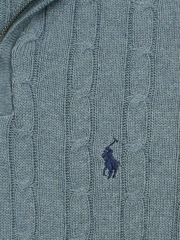 Brandahub sweaters RL Cable-Knit Half Zipper Cotton Sweater (Sky blue)