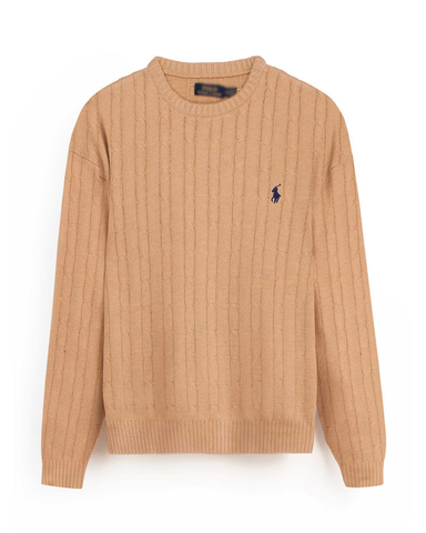 RL Cable-Knit Cotton Sweater (tan)
