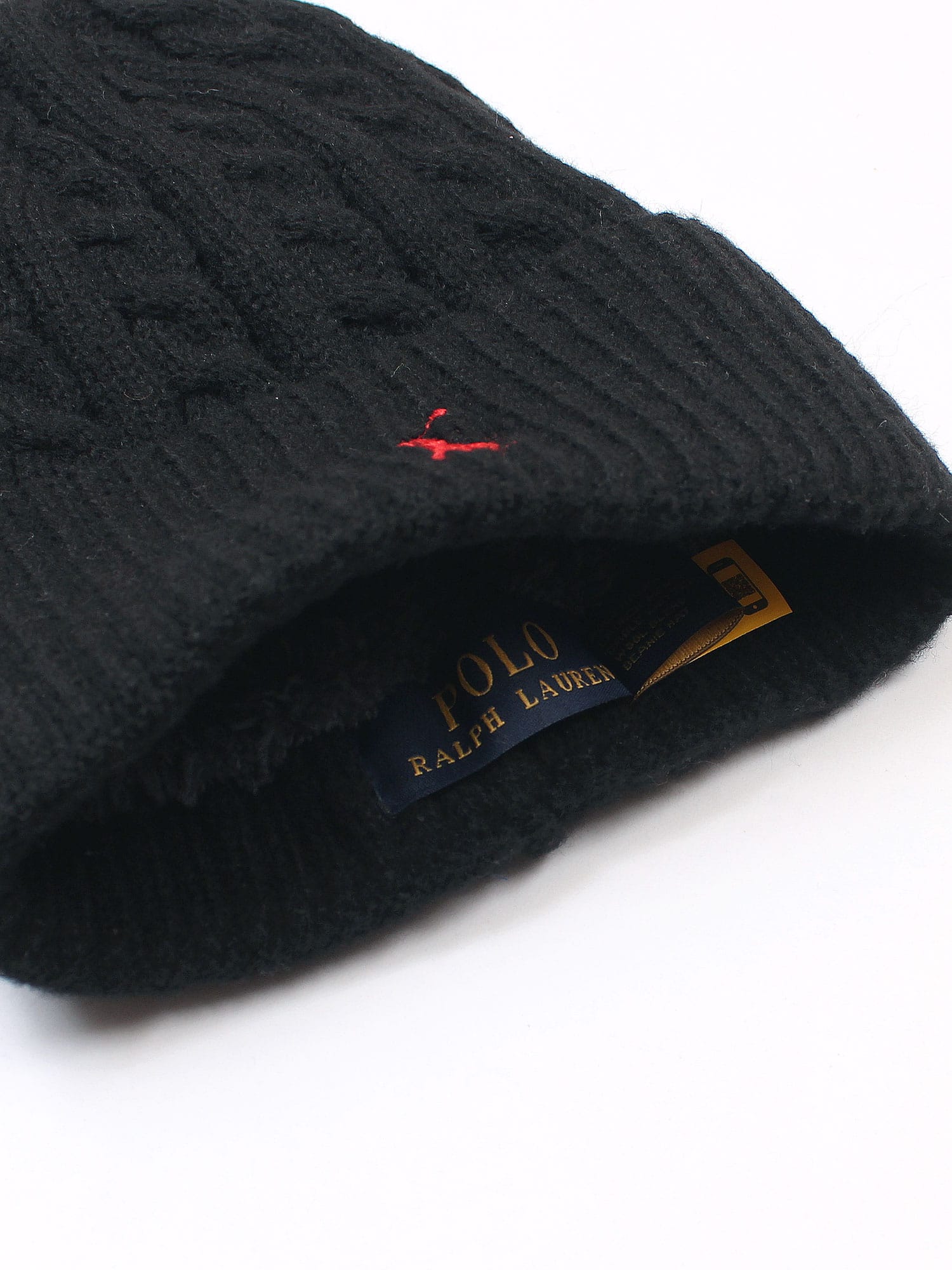 brandahub caps free size Rl Cable Knit Beanie (black)