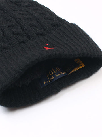 brandahub caps free size Rl Cable Knit Beanie (black)