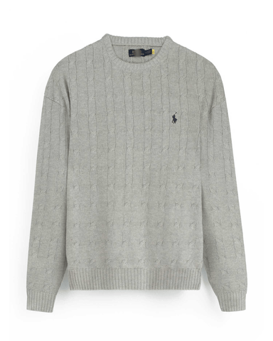 Brandahub sweaters RL Cable-Knit Cotton Sweater (light heather grey)