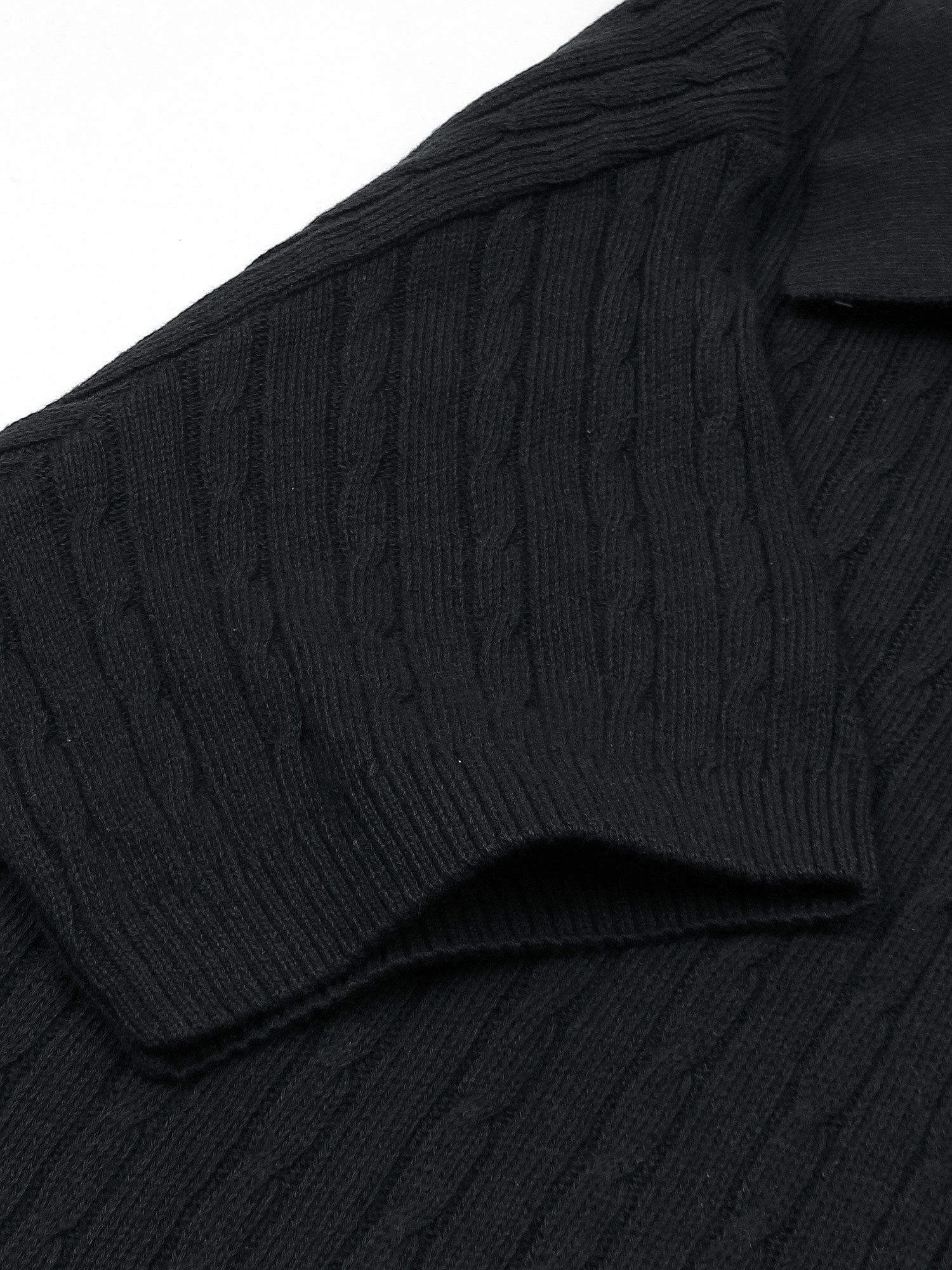 RL cable knit polo-black