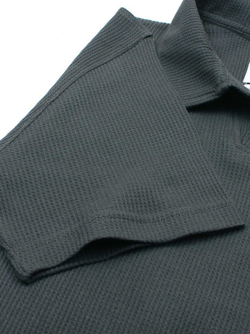 Brandahub polo shirts Premium Zr Waffle knit johnny collar polo-(grey)