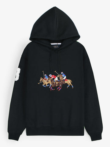 premium Rl triple pony Fleece hoodie (black)