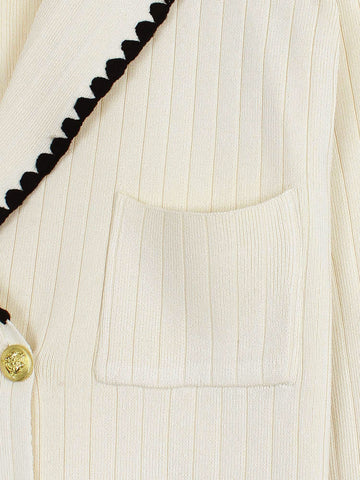 The Riviera Scallop-Trim Knit Set (cream)