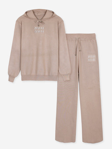 The mumu Crystal-Embellished Knit Set (camel)